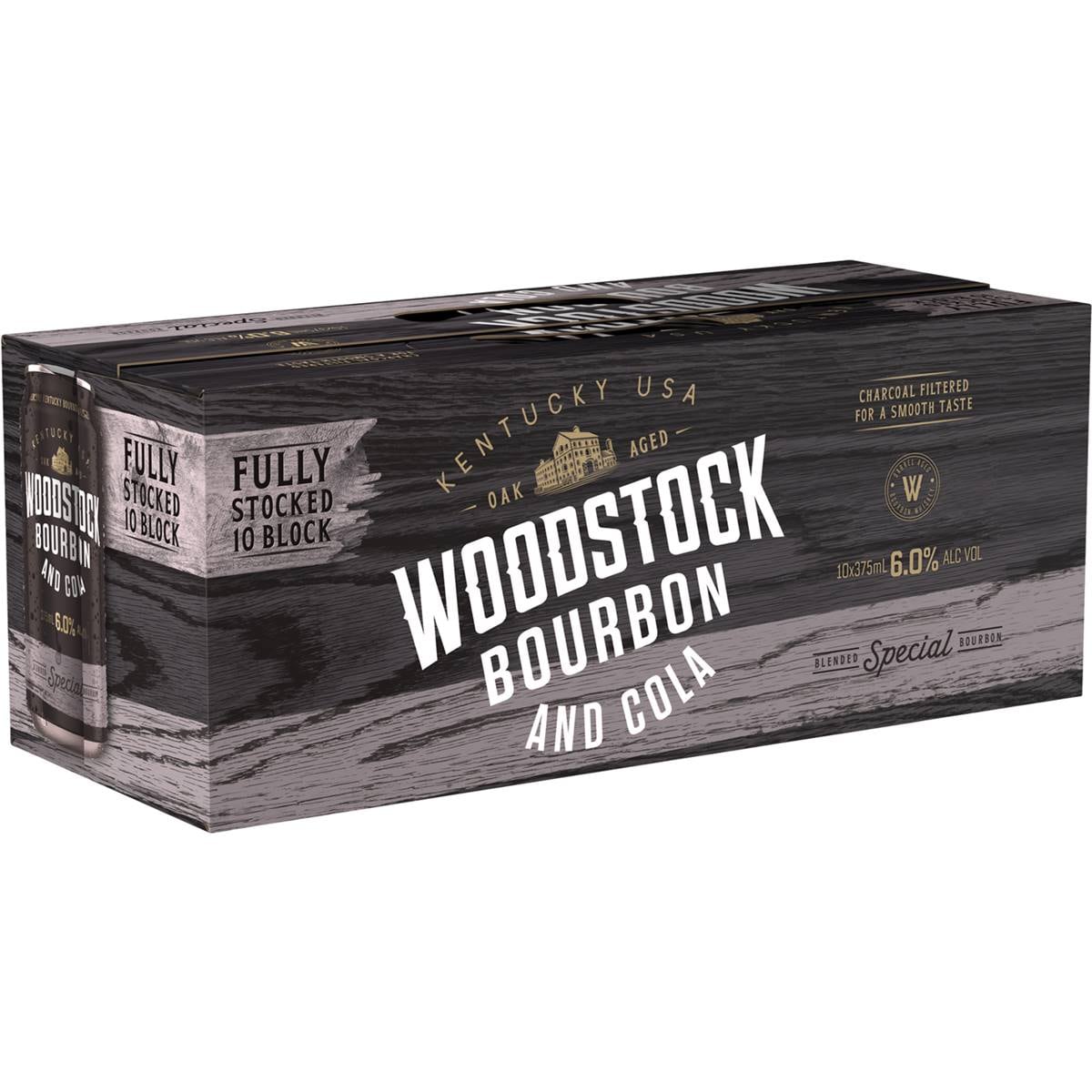 Woodstock Bourbon & Cola 6% Cans 375mL x 10 pack