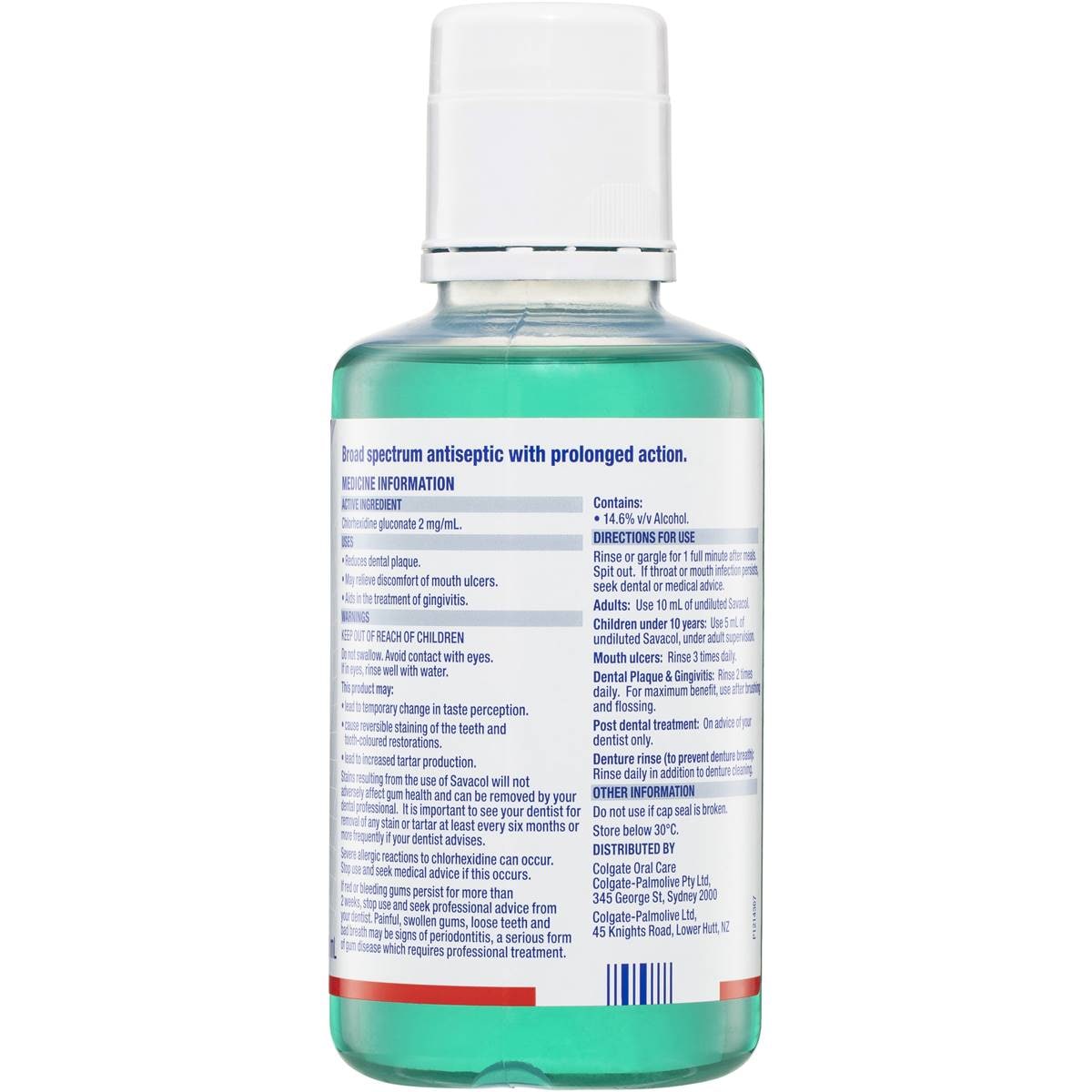 Colgate Mouthwash Mint Savacol Antiseptic 300ml Woolworths