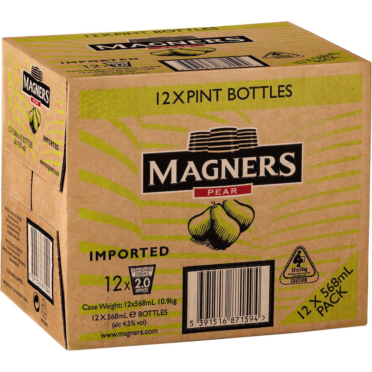 Magners Pear Cider Bottles 12x568ml Case Woolworths