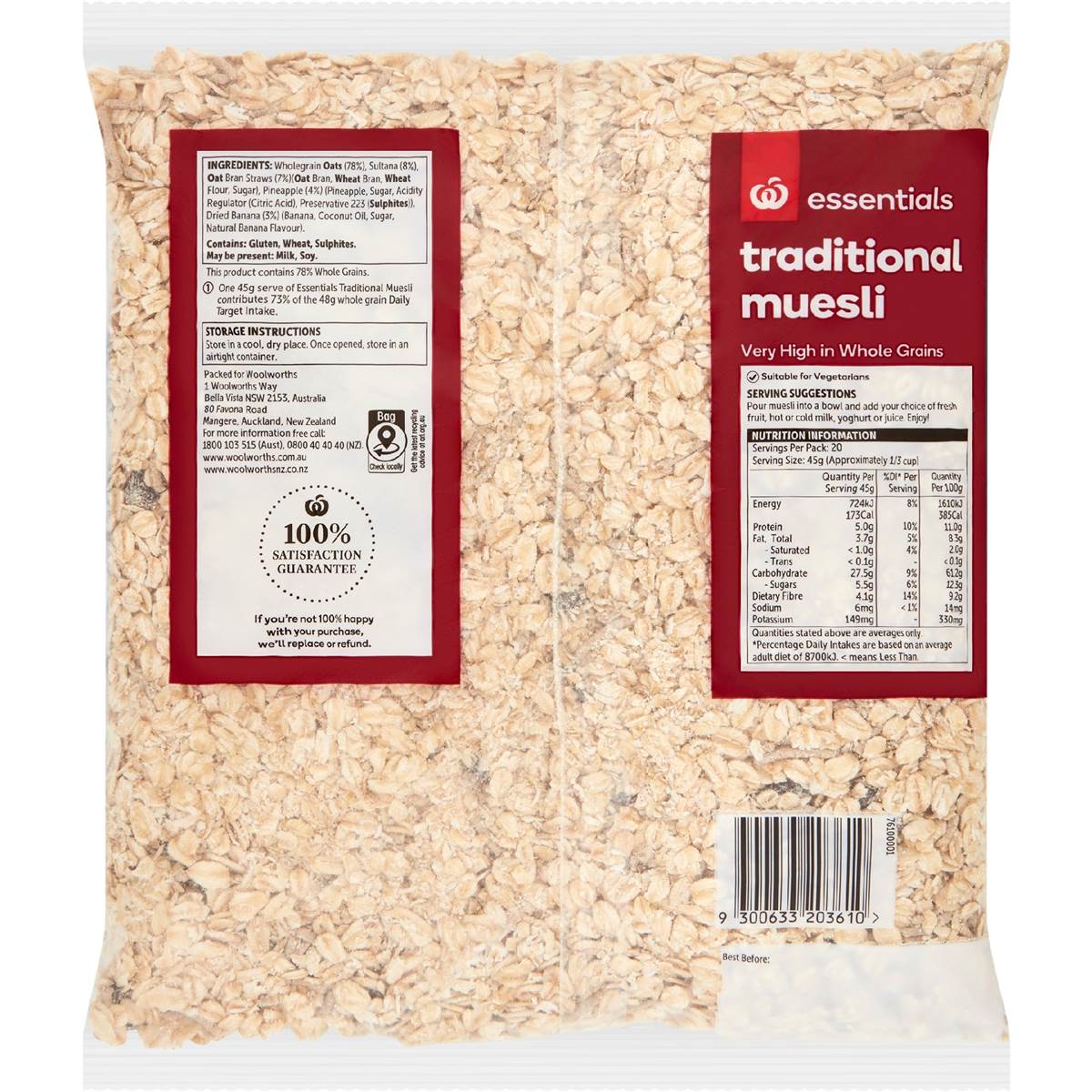 Woolworths Essentials Traditional Muesli 900g Woolworths