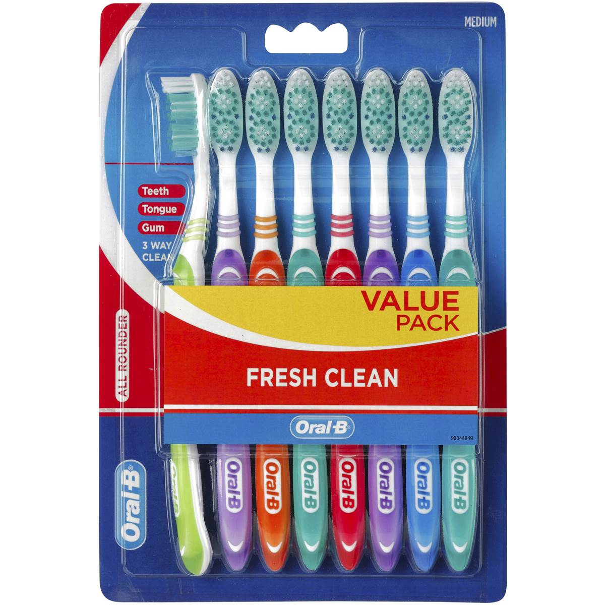 Oral B All Rounder Fresh Clean Toothbrush Medium 8pk | Woolworths