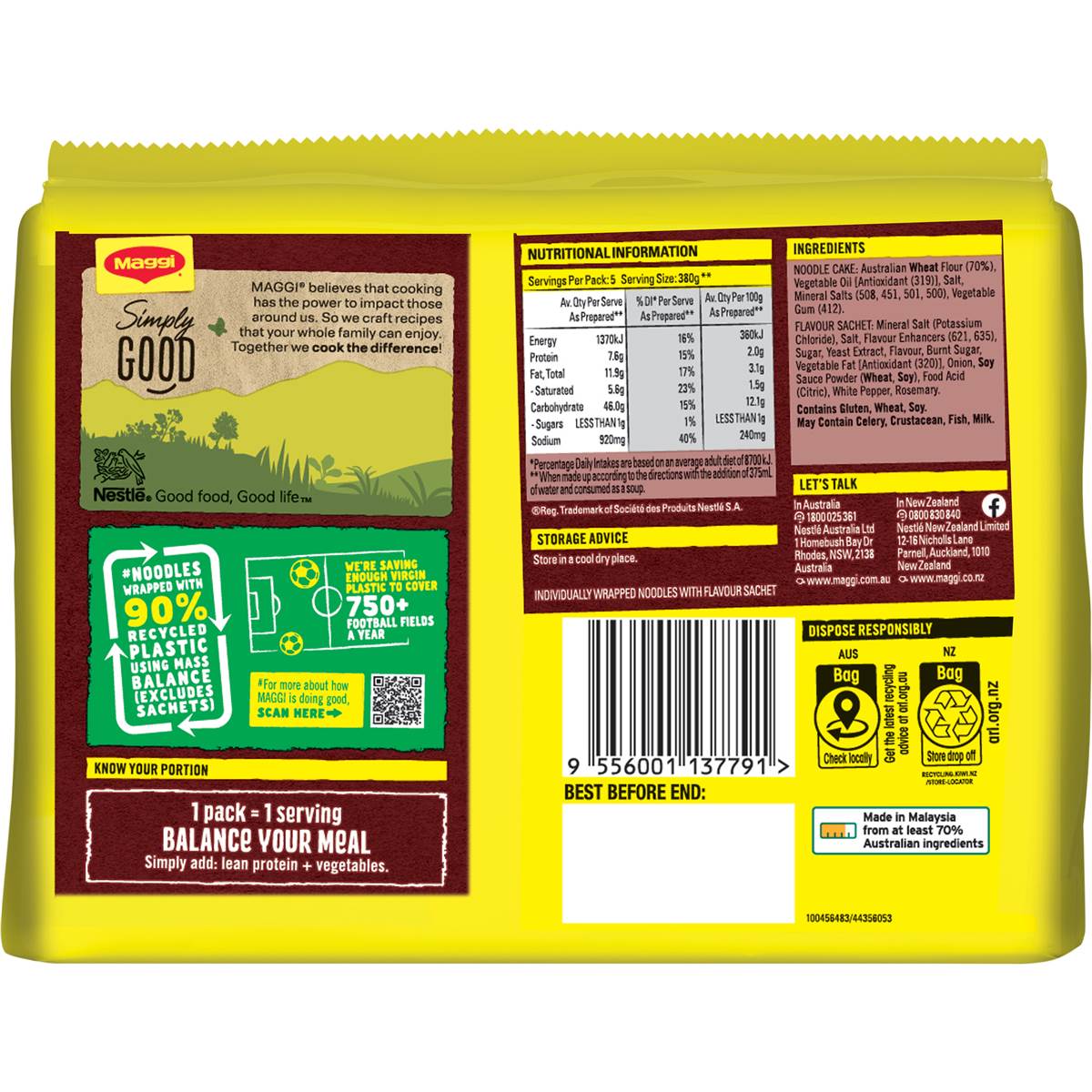 Maggi 2 Minute Beef Flavour Instant Noodles 5 Pack Woolworths