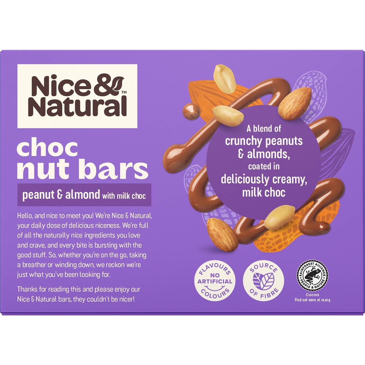 Nice & Natural Chocolate Nut Bar Peanut & Almond 6 Pack Woolworths