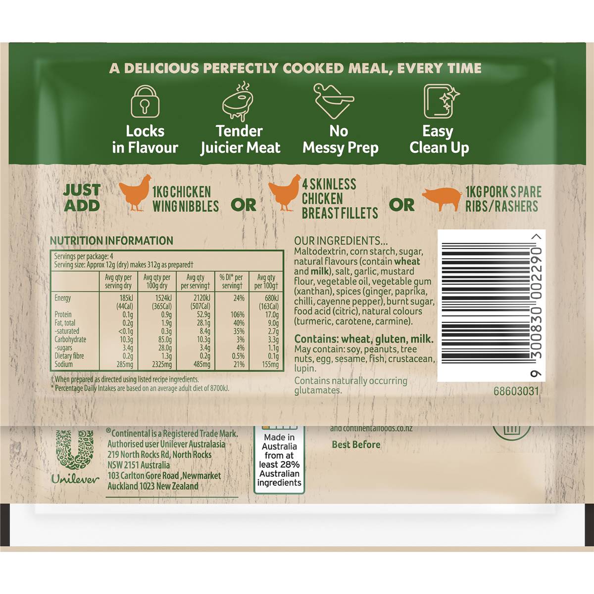 Continental Cook In Bag Recipe Base Honey Bbq Chicken 45g Woolworths