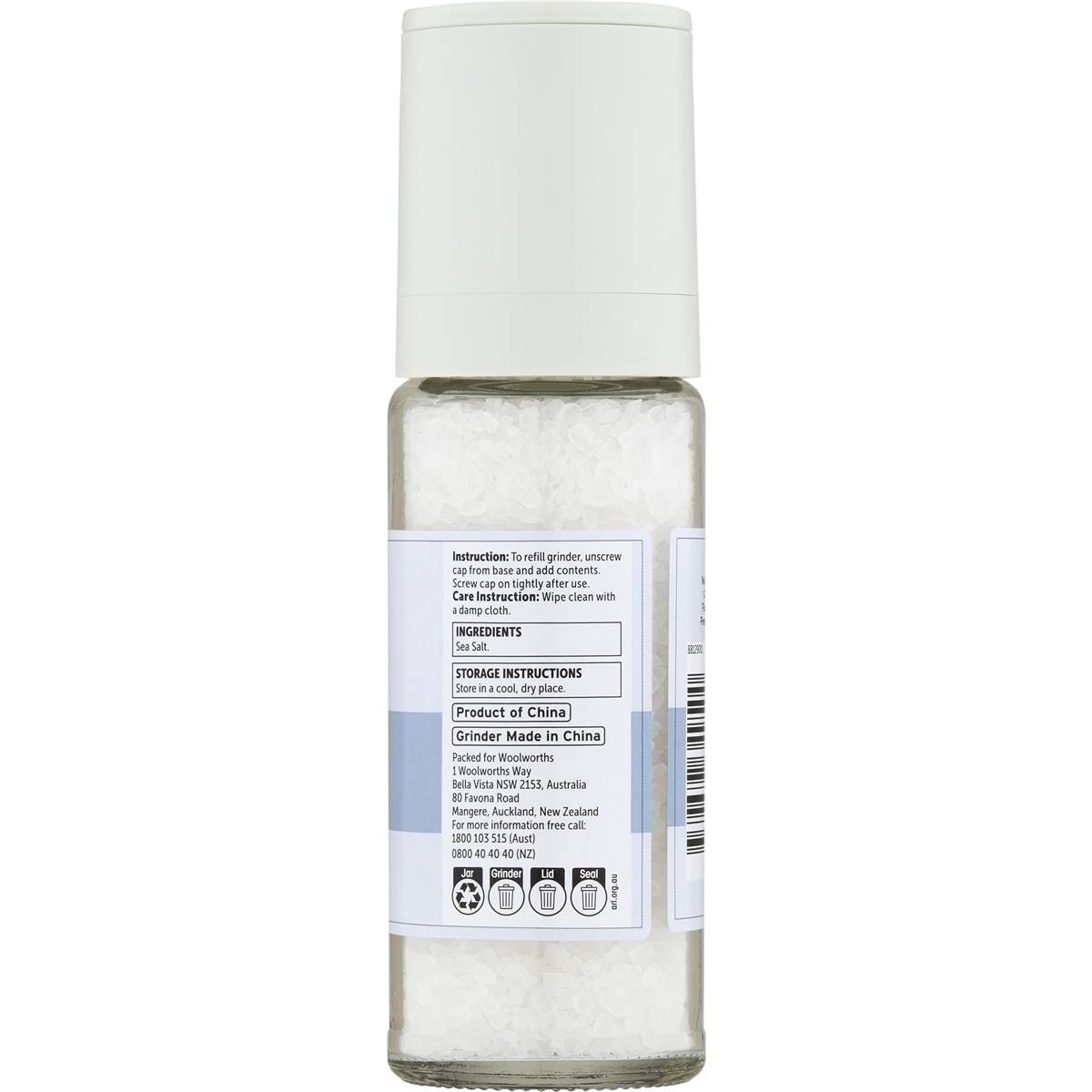 Woolworths Sea Salt Refillable Grinder 250g Woolworths