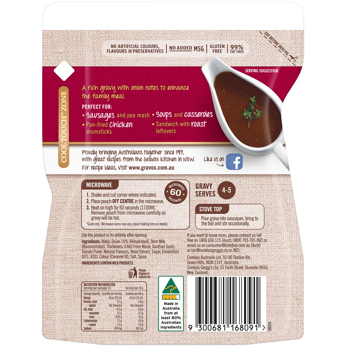 Gravox Brown Onion Family Pack Liquid Gravy Pouch 250g Woolworths