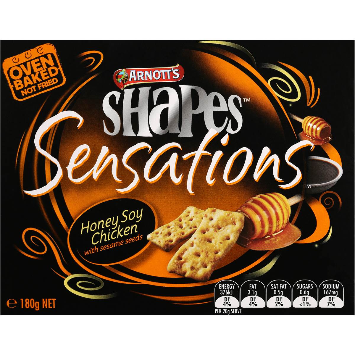 Arnott's Shapes Sensations Honey Soy Chicken 180g Woolworths