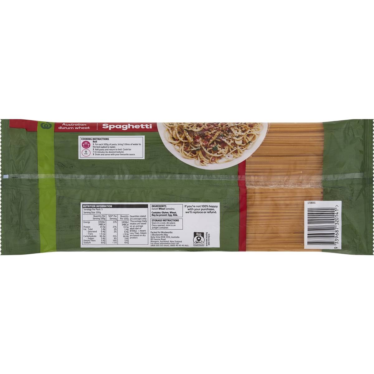 Woolworths Pasta Spaghetti 500g Woolworths