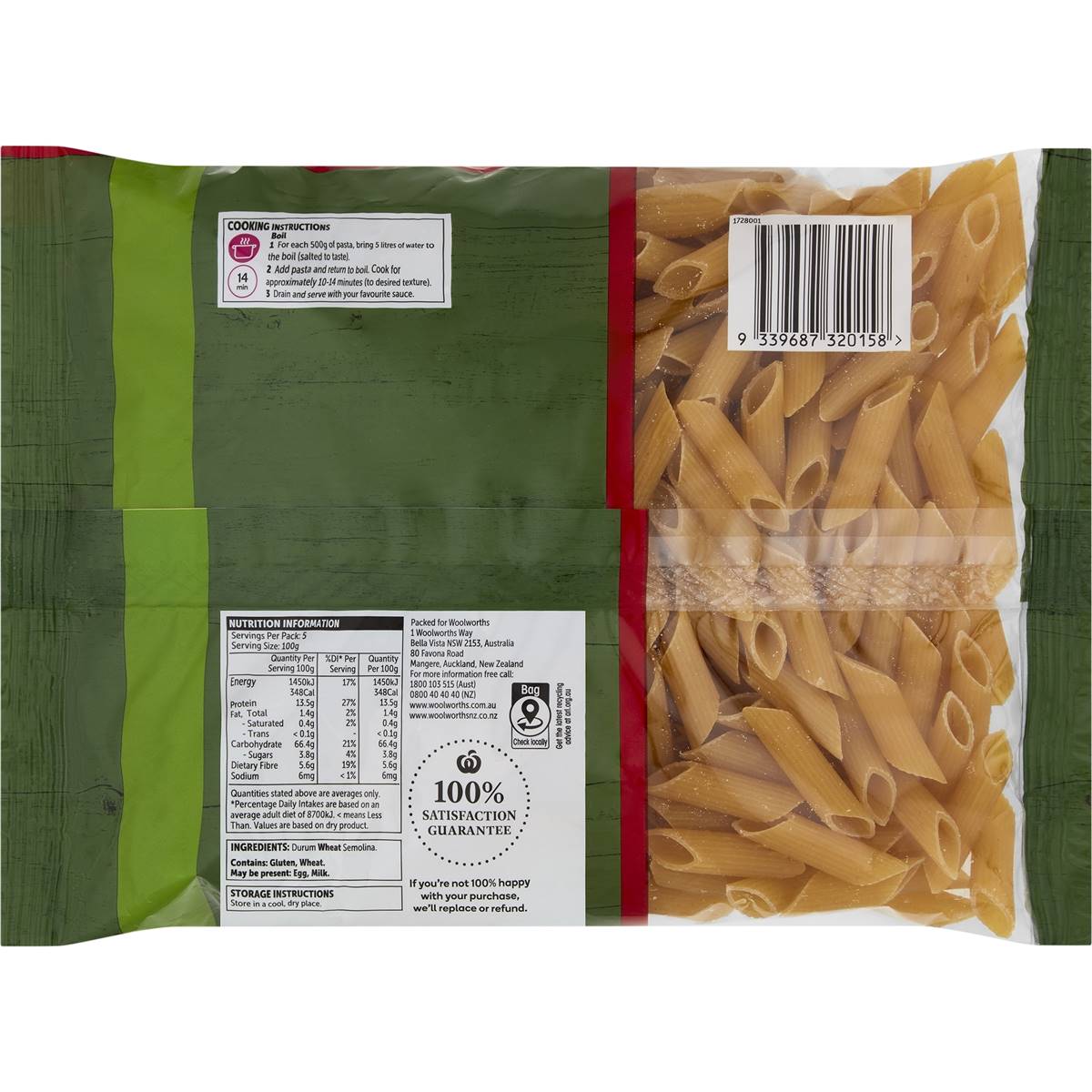 Woolworths Pasta Penne Rigate 500g Woolworths