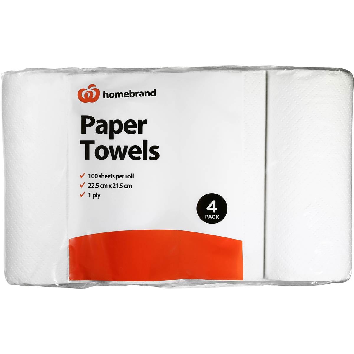 Homebrand Paper Towel White 1 Ply 400 Sheets 4 Pack Woolworths