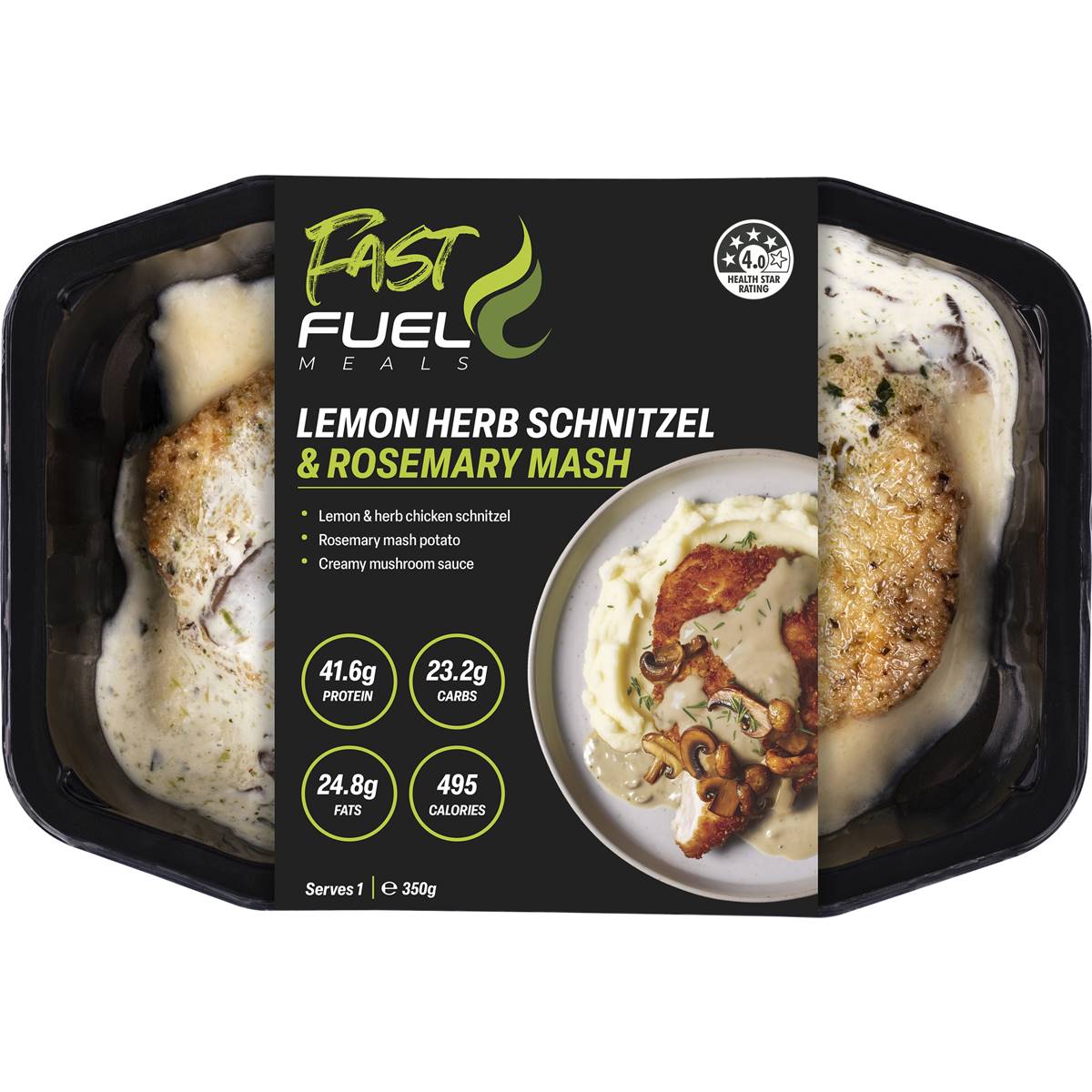 Fast Fuel Lemon Herb Schnitzel & Rosemary Mash