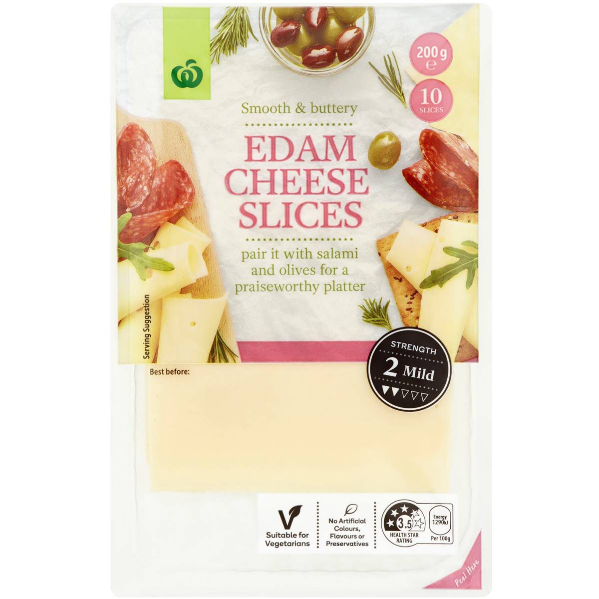Woolworths Edam Cheese Slices 200g Woolworths