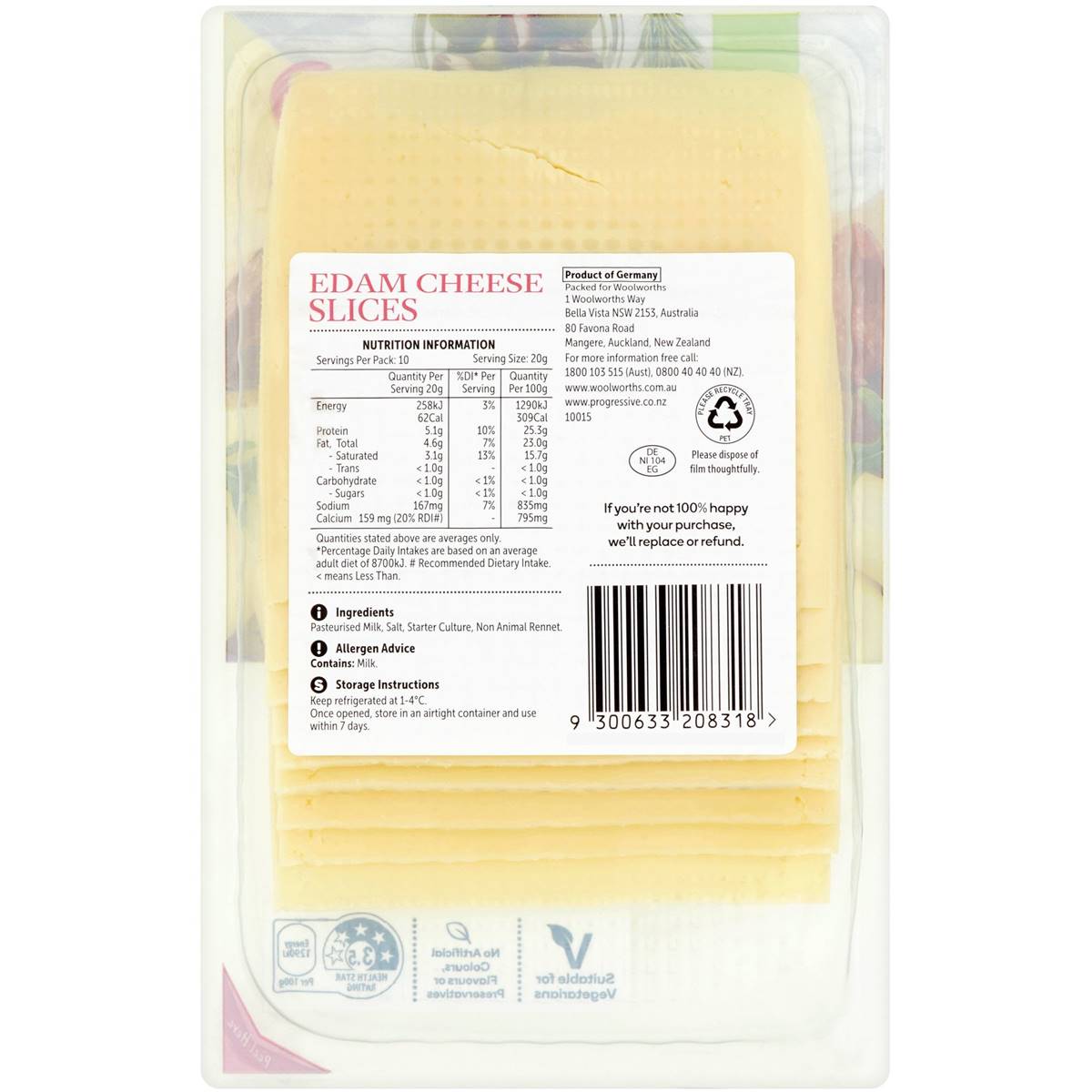 Woolworths Edam Cheese Slices 200g | Woolworths