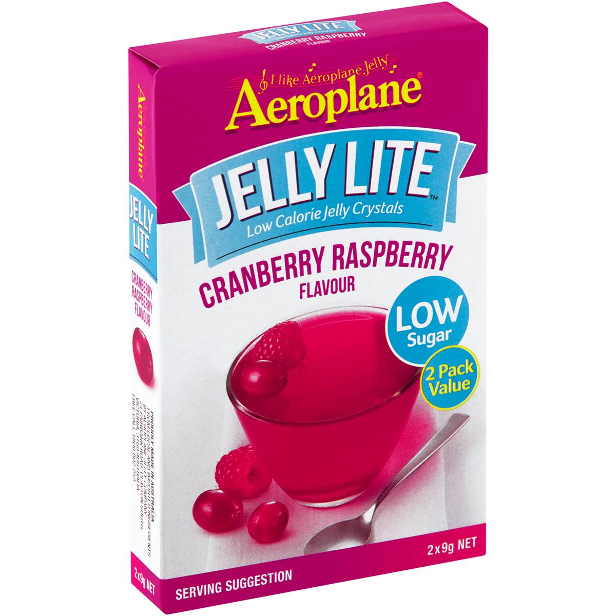 Aeroplane Jelly Lite Cranberry & Raspberry 2x9g Woolworths