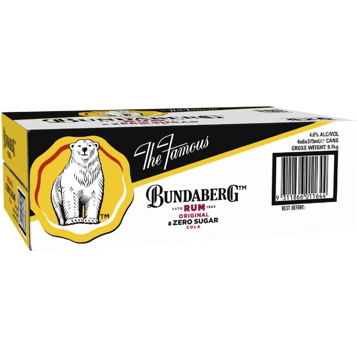 Bundaberg Rum & Bare No Sugar Cola 24x375ml Woolworths