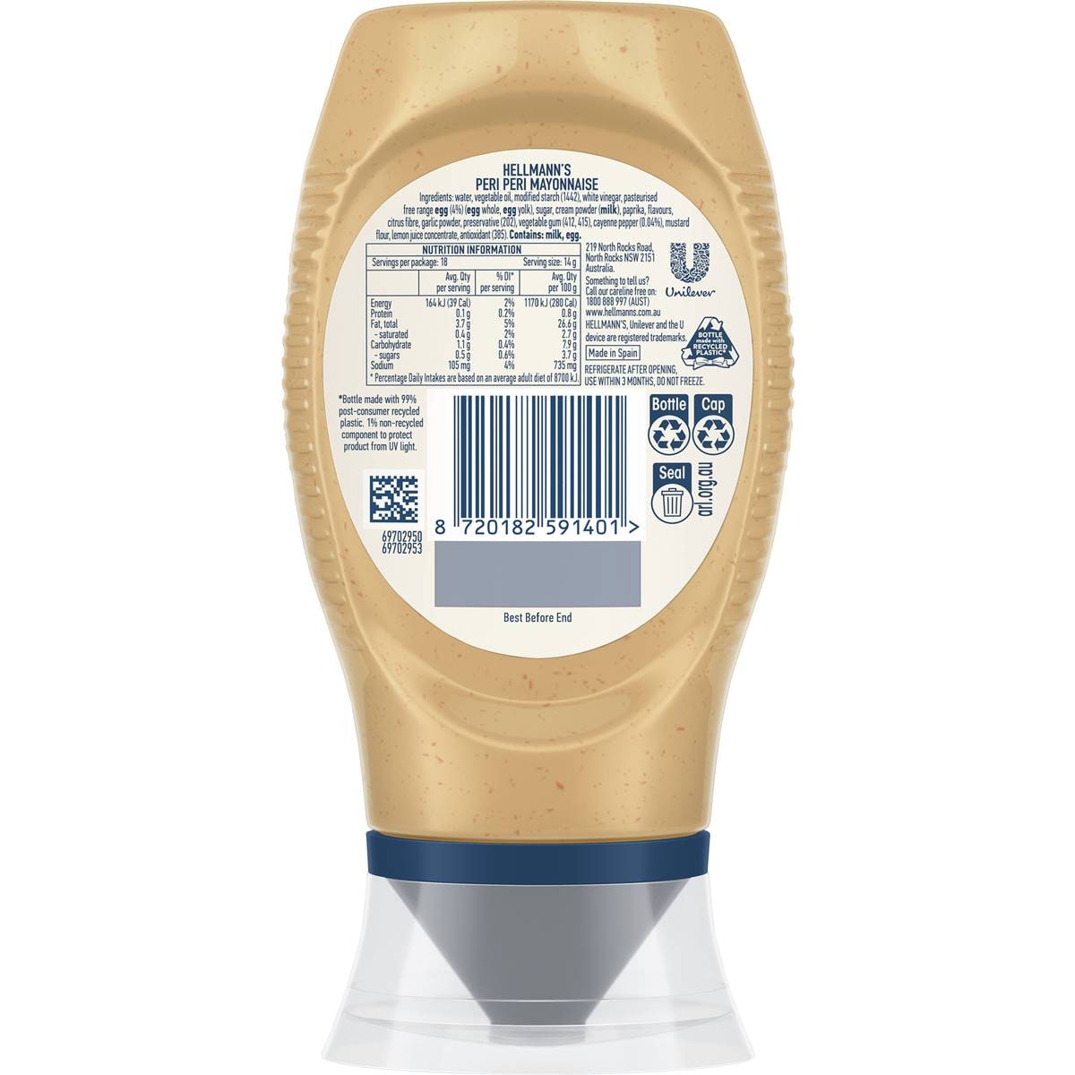 Hellmann's Spicy Peri Peri Chilli Mayonnaise 252g Woolworths