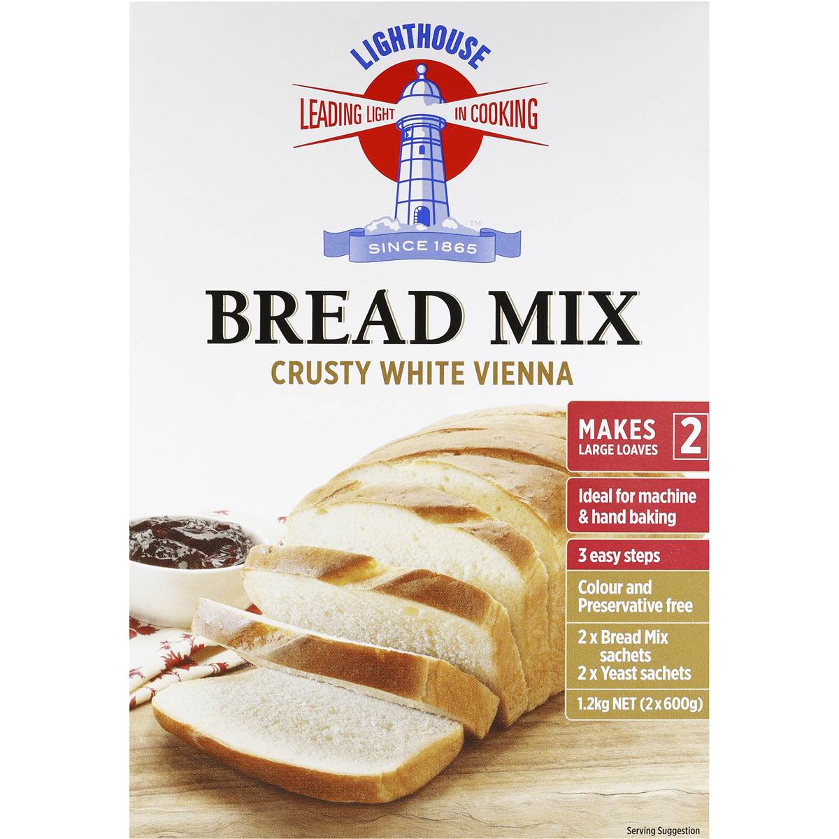 Lighthouse Crusty White Vienna Bread Mix 1.2kg Woolworths