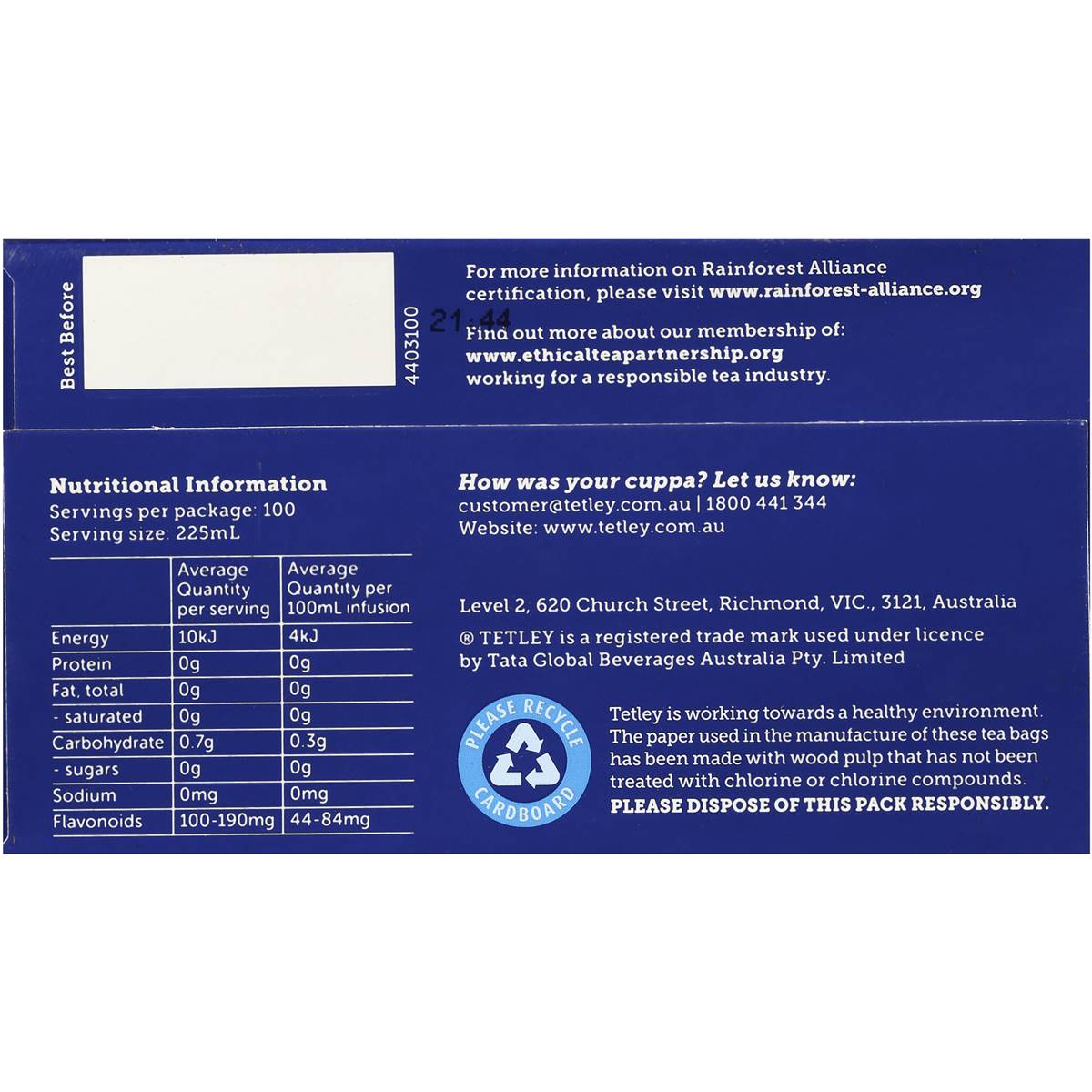 Tetley Extra Strong Tea Bags 100 Pack Woolworths