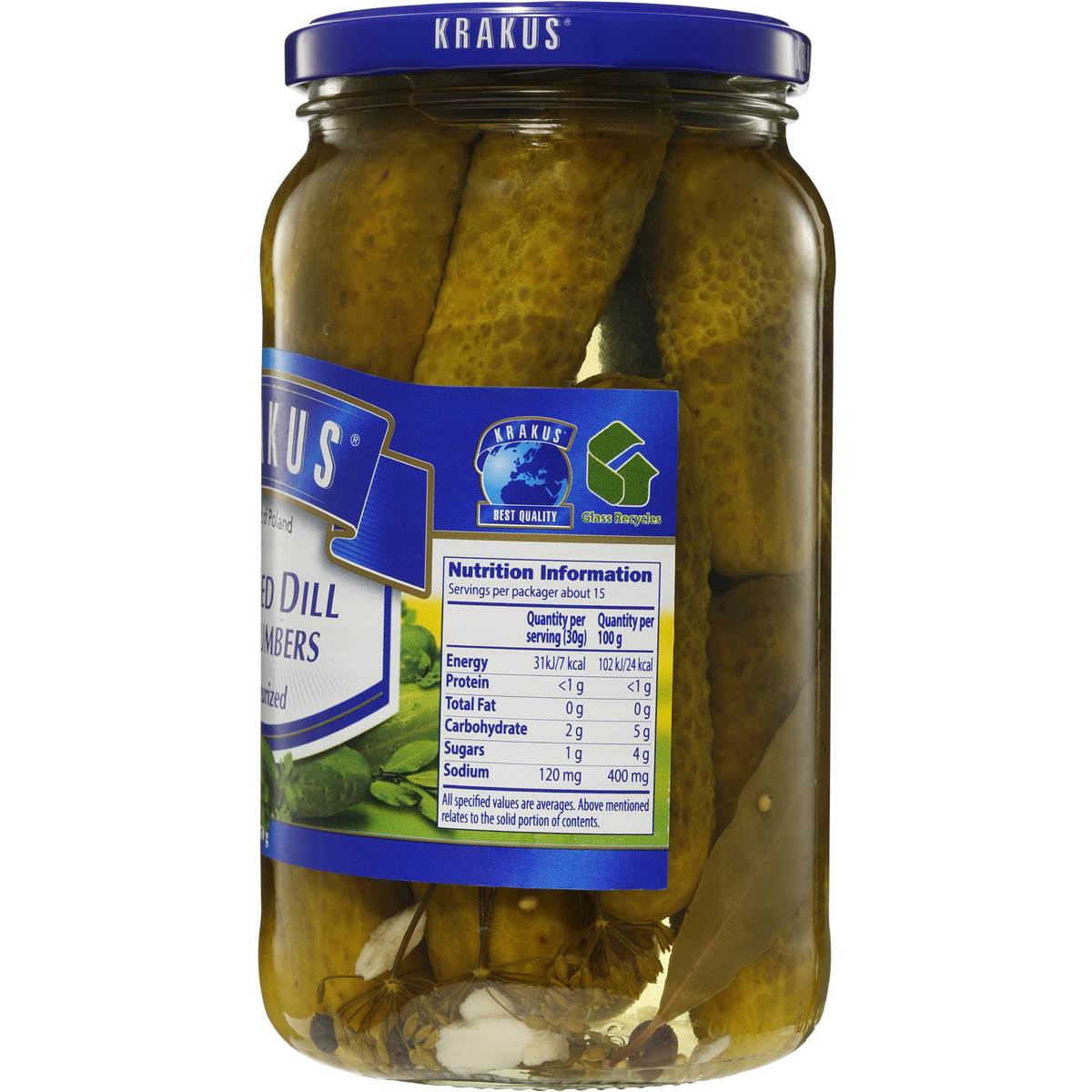 Krakus European Foods Pickled Dill Cucumbers 850g Woolworths