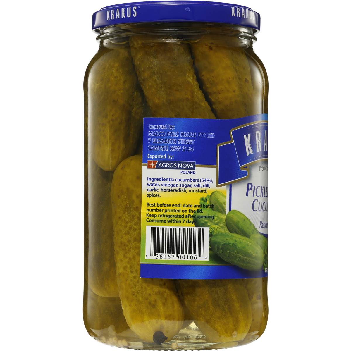 Krakus European Foods Pickled Dill Cucumbers 850g Woolworths