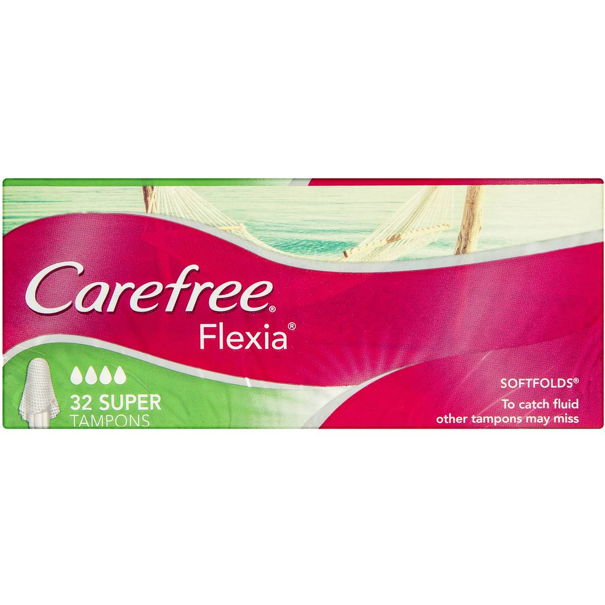Carefree Flexia Fragrance Free Super Super Tampons With Wings 32 Pack