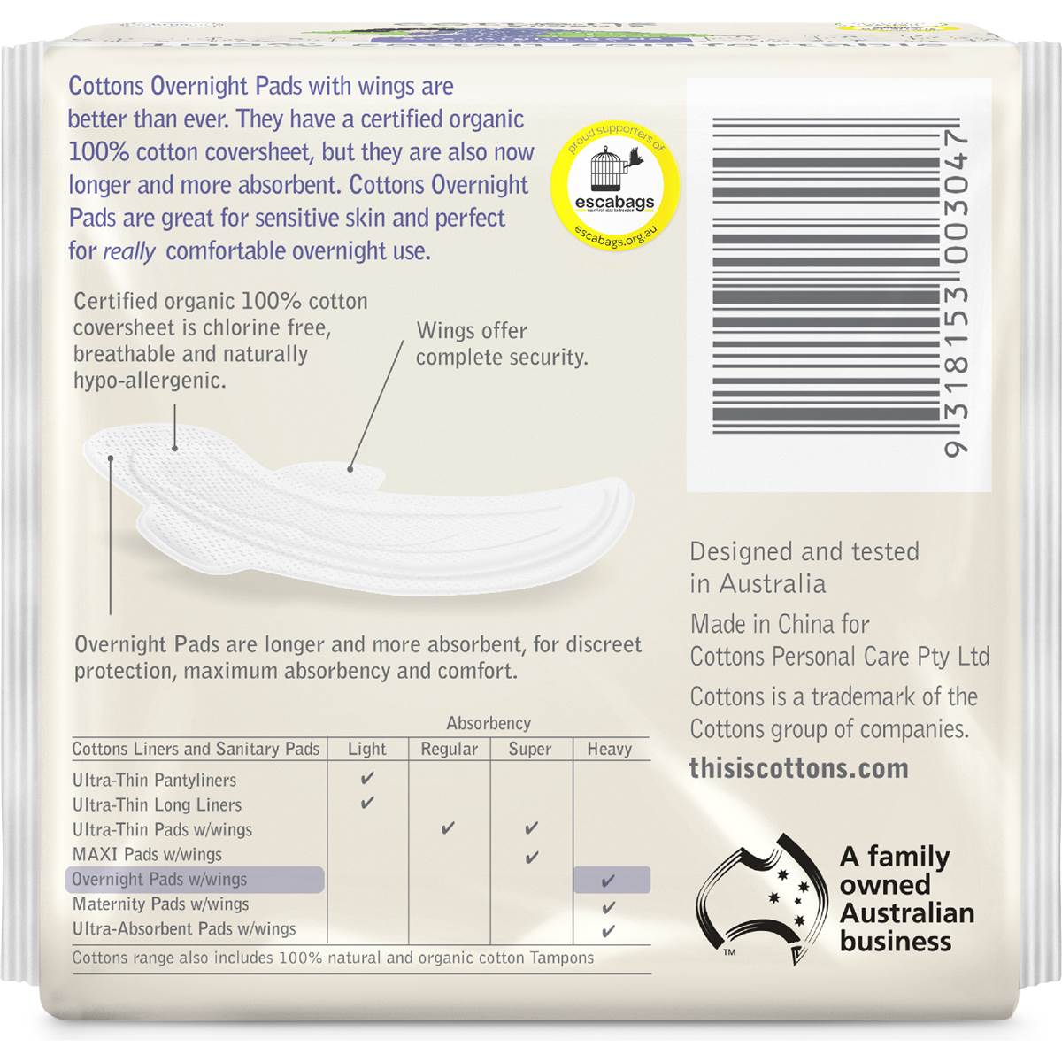 Cottons Overnight Pads With Wings 10 Pack Woolworths