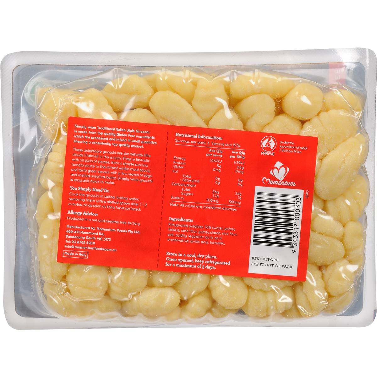 Simply Wise Pasta Gluten Free Gnocchi 500g Woolworths