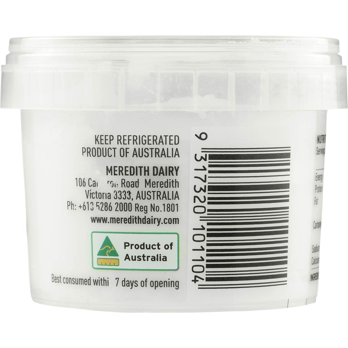 Meredith Dairy Goat Cheese Curb Tub 100g Woolworths