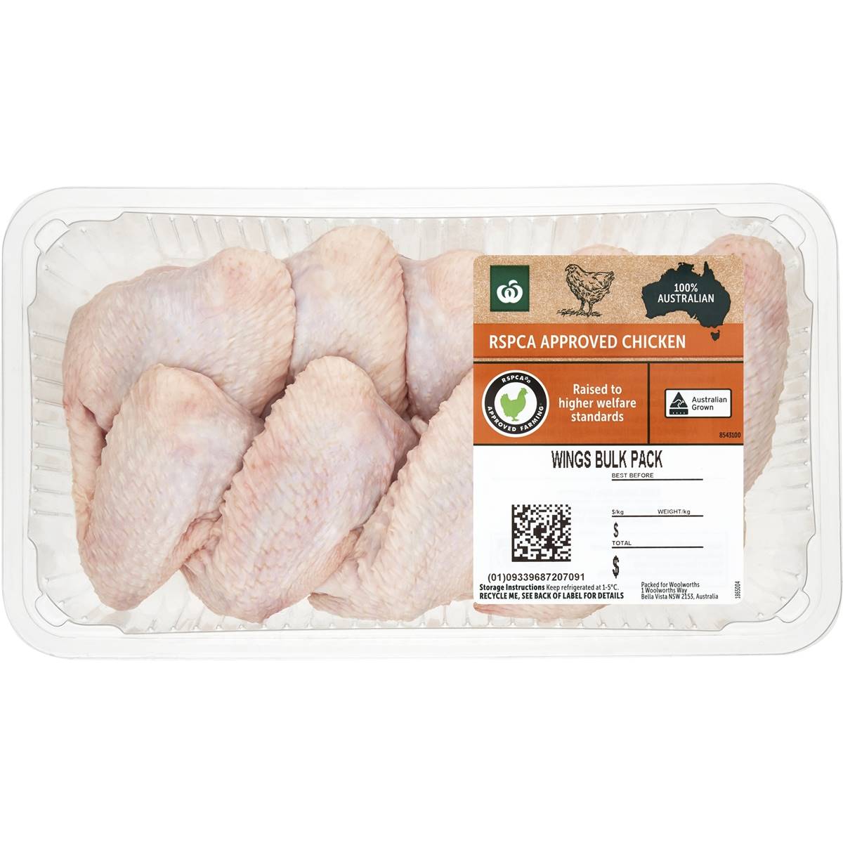 Woolworths Chicken Rscpa Approved Chicken Wings 1.38kg 1.8kg Woolworths