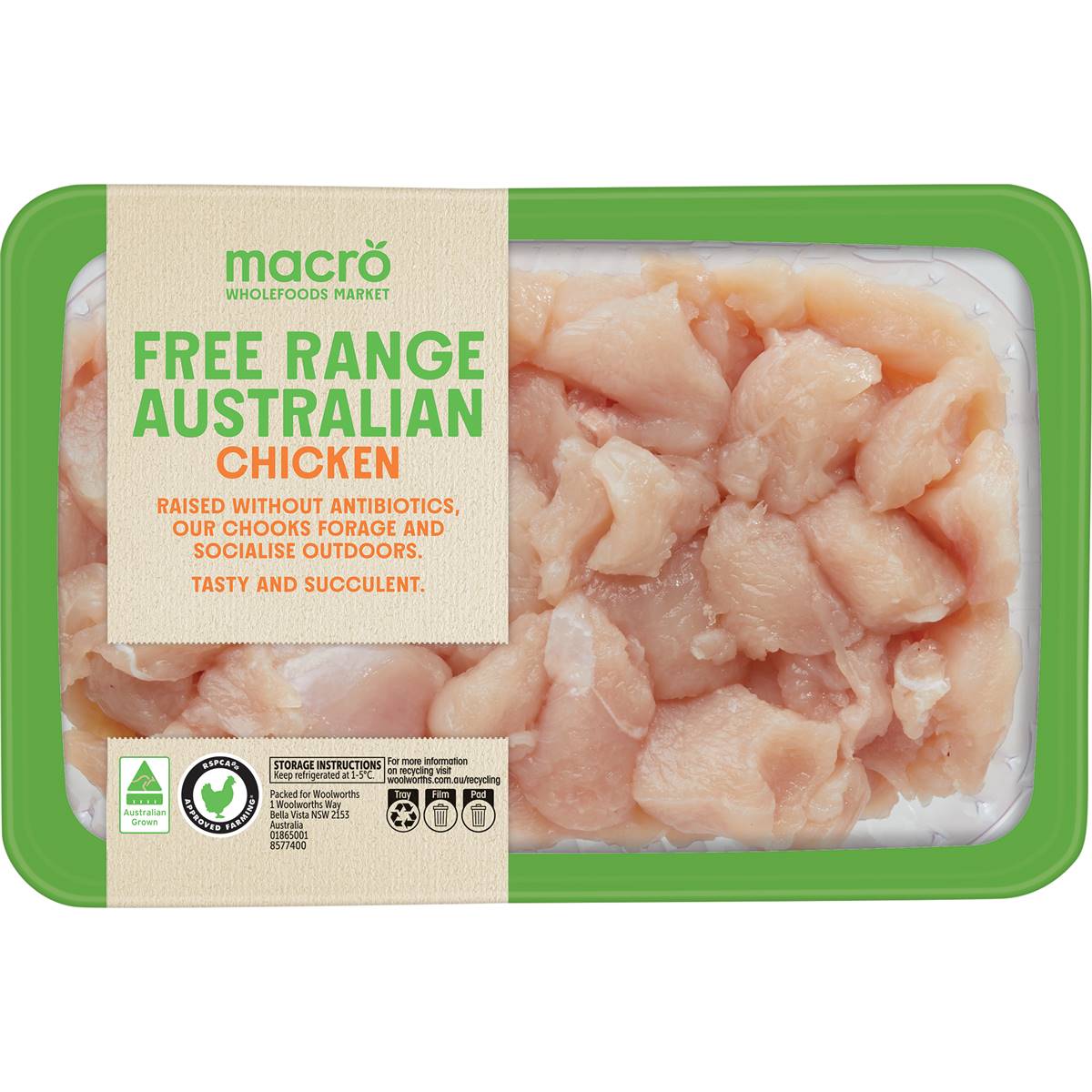 Macro Free Range Diced Chicken Breast 500g | Woolworths