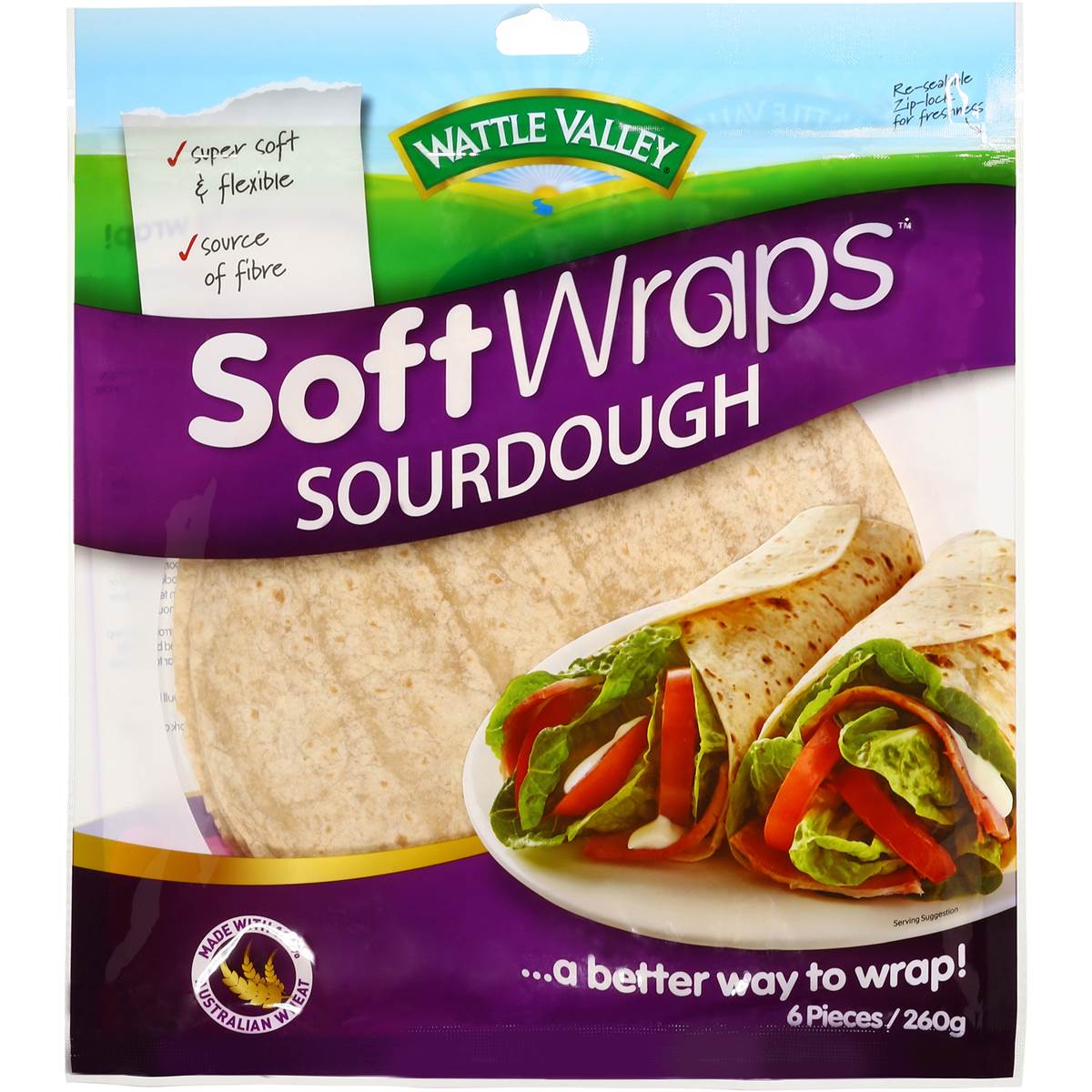 Wattle Valley Wraps Soft Sourdough 260g Woolworths