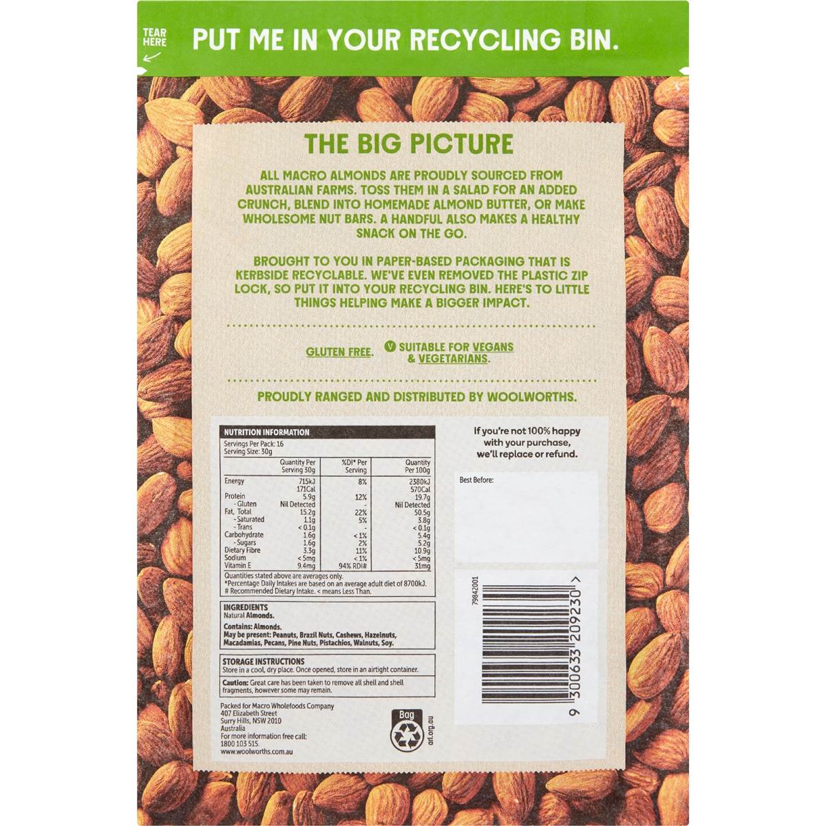 Macro Almond Kernels 500g Woolworths