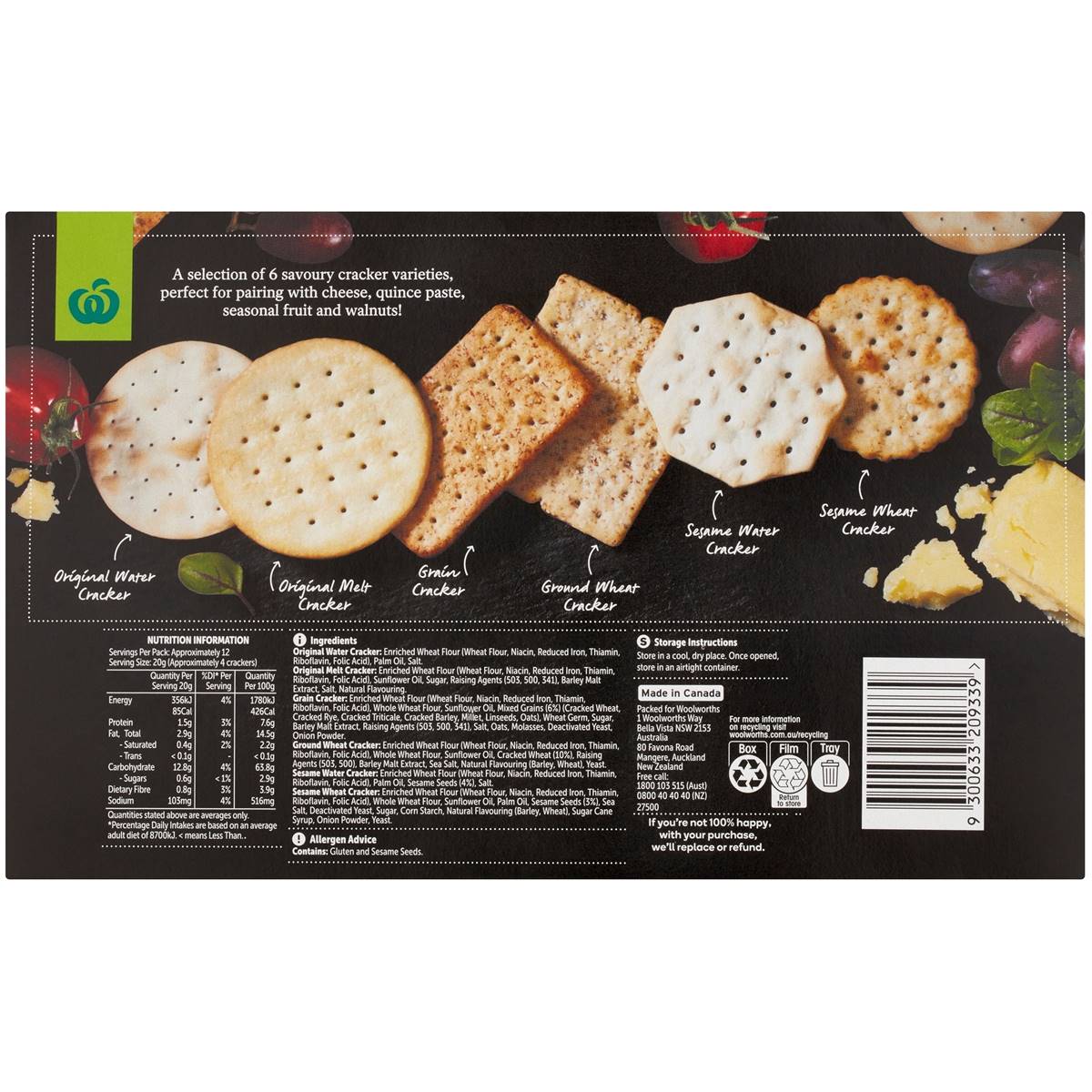 Woolworths Cracker Selection 250g Woolworths
