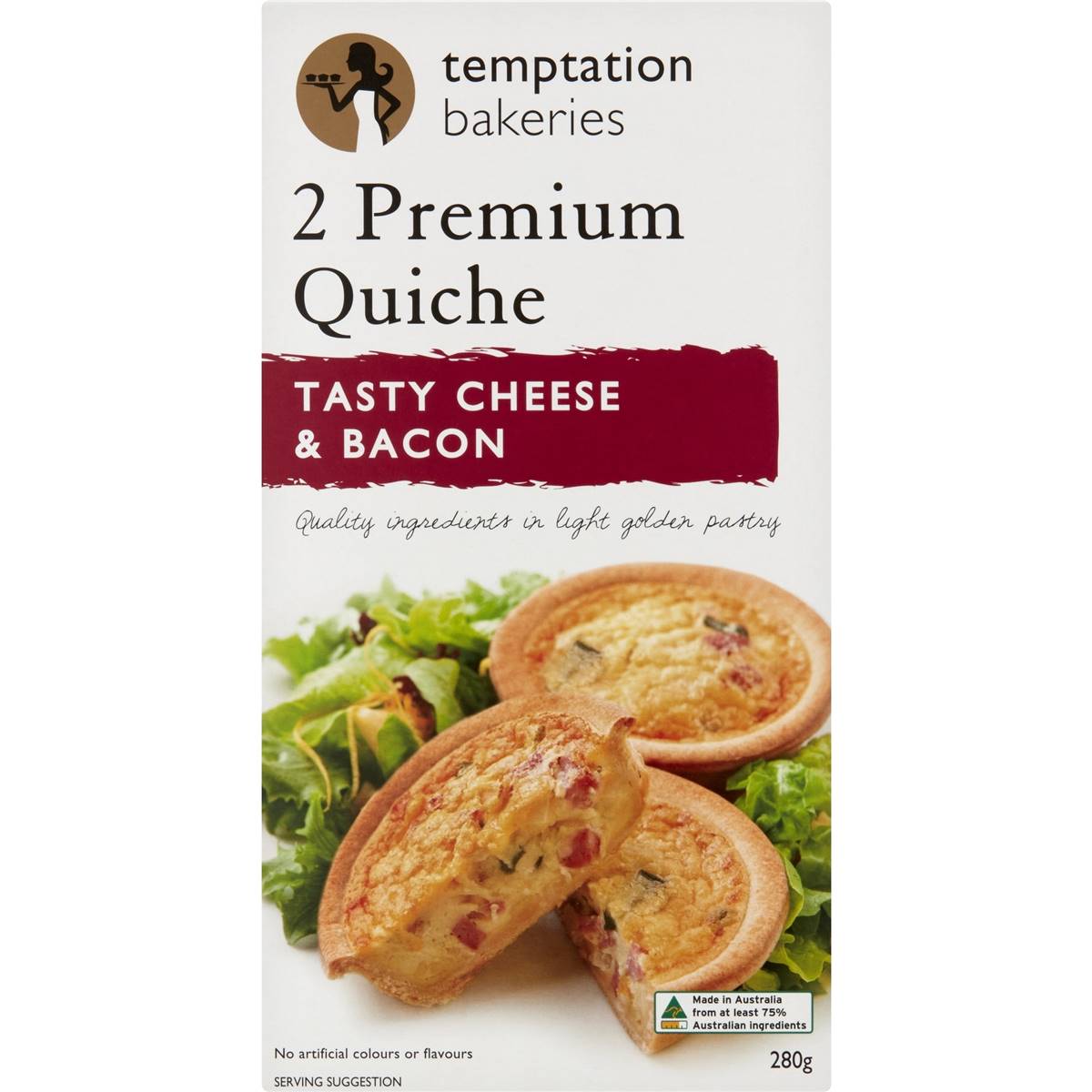 Temptation Quiche Tasty Cheese & Bacon 2pk 280g Woolworths