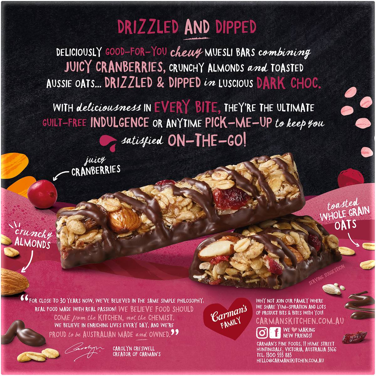 dark chocolate and cranberry muesli