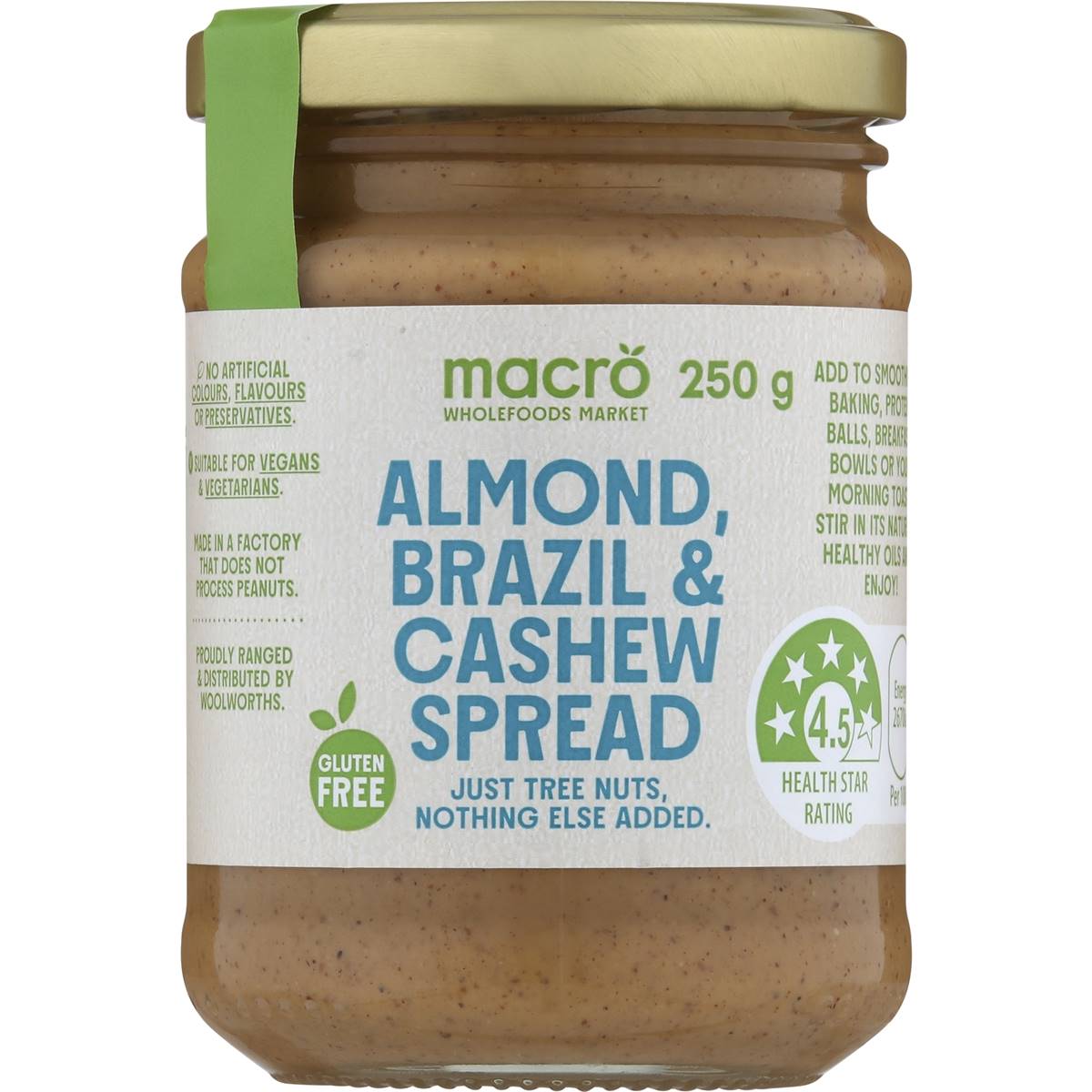 Macro Natural Brazil, Almond & Cashew Spread 250g Woolworths