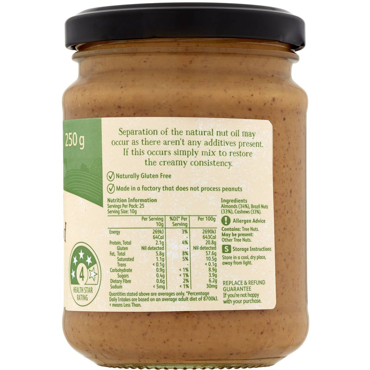 Macro Natural Brazil, Almond & Cashew Spread 250g Woolworths