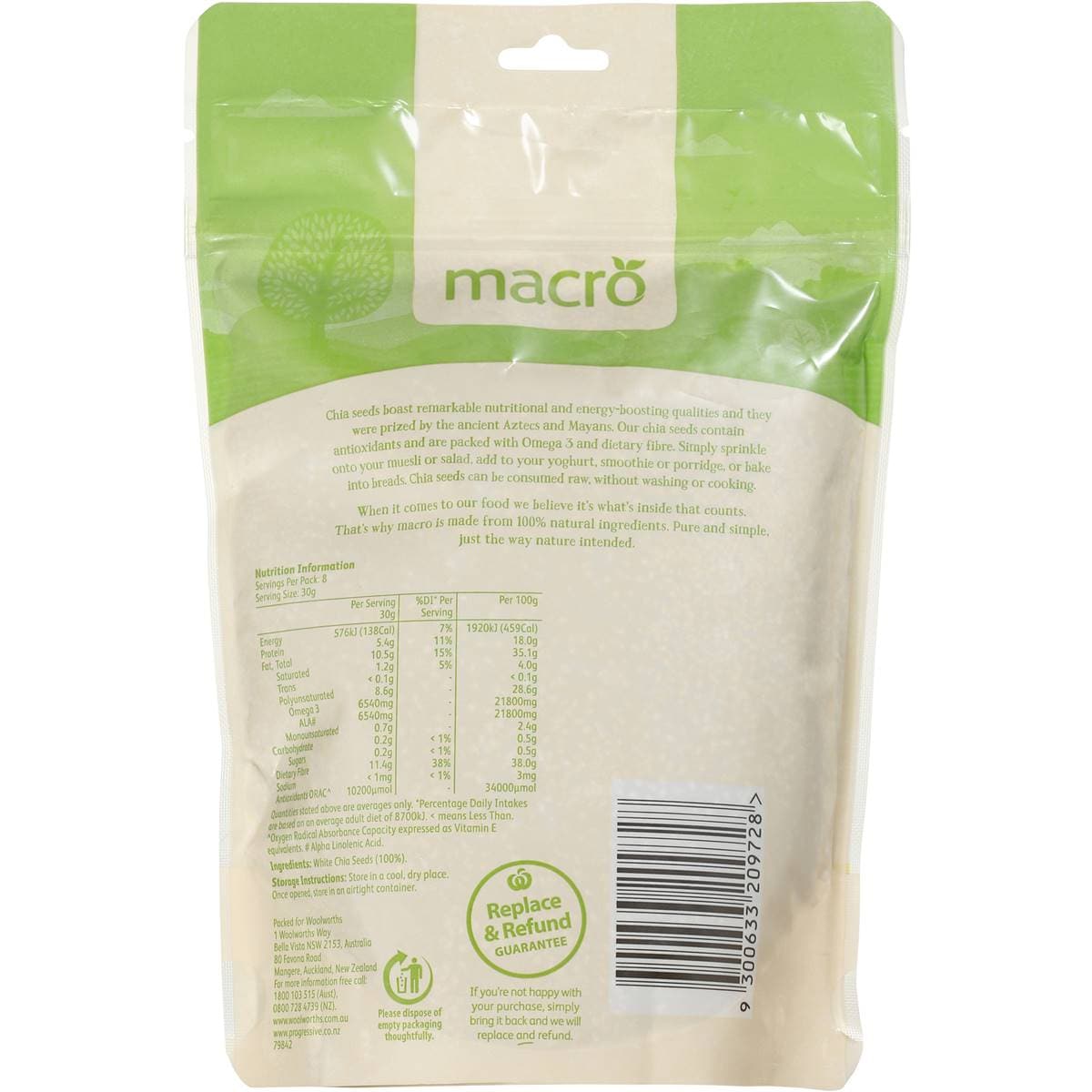 Macro White Chia Seeds 250g Woolworths