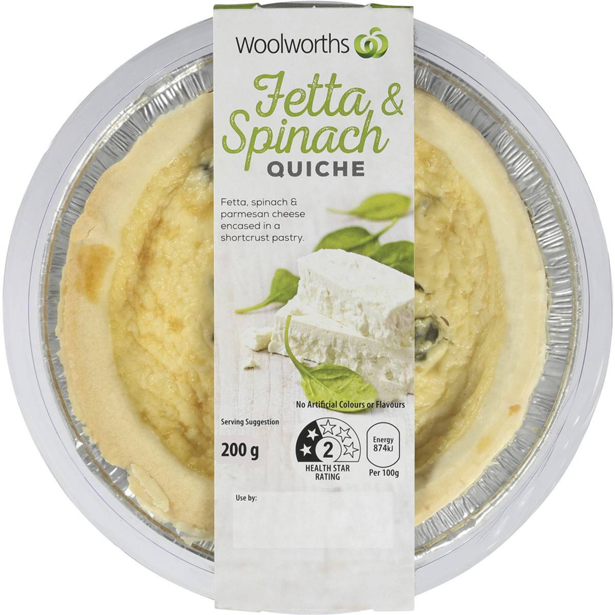 Woolworths Quiche Fetta & Spinach Chilled Meal 200g Woolworths
