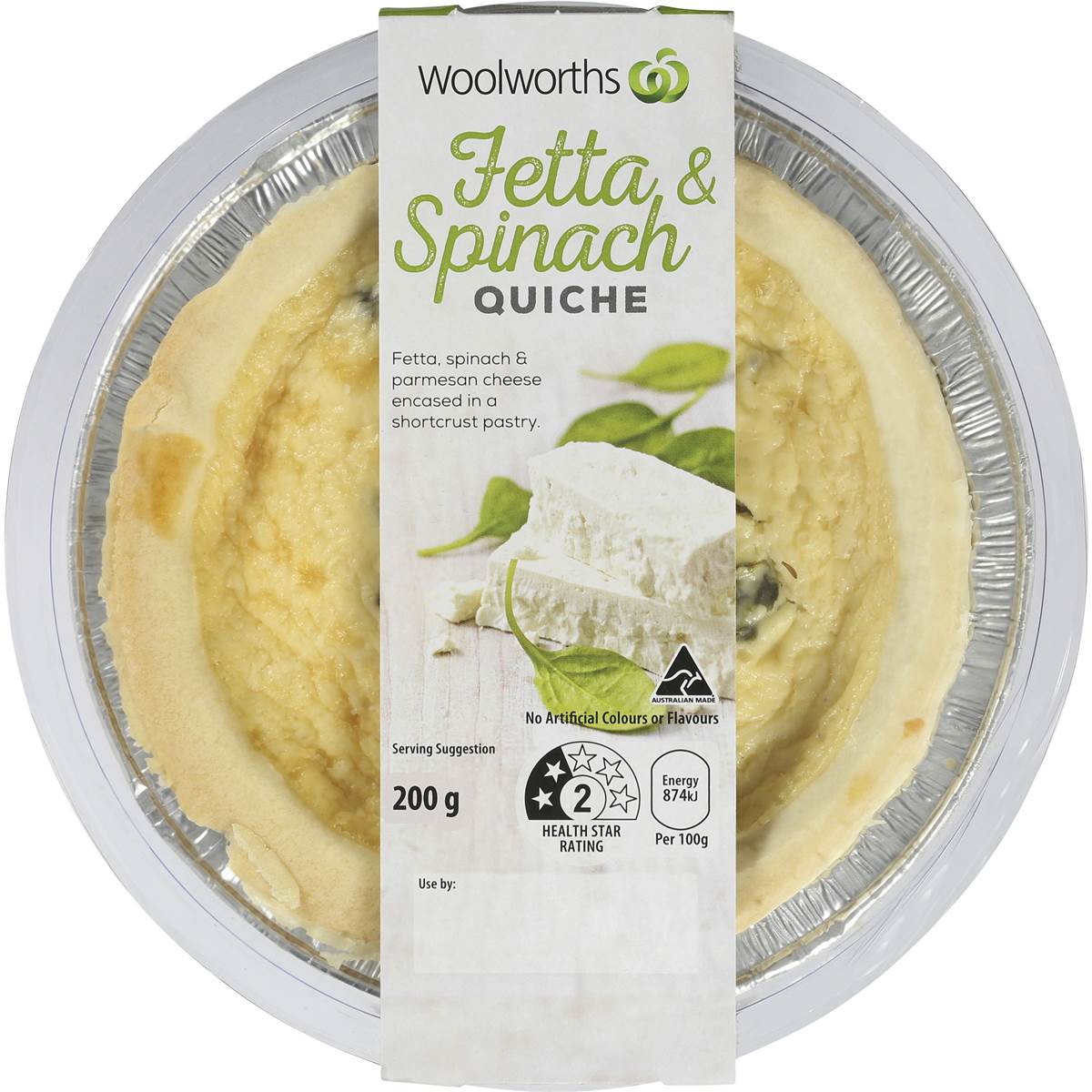 Woolworths Quiche Fetta & Spinach Chilled Meal 200g Woolworths