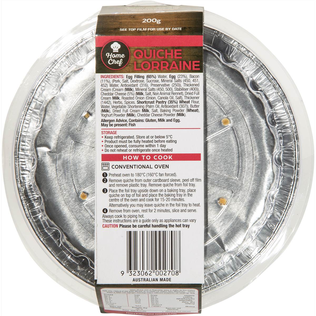 Woolworths Quiche Lorraine Chilled Meal 200g Woolworths