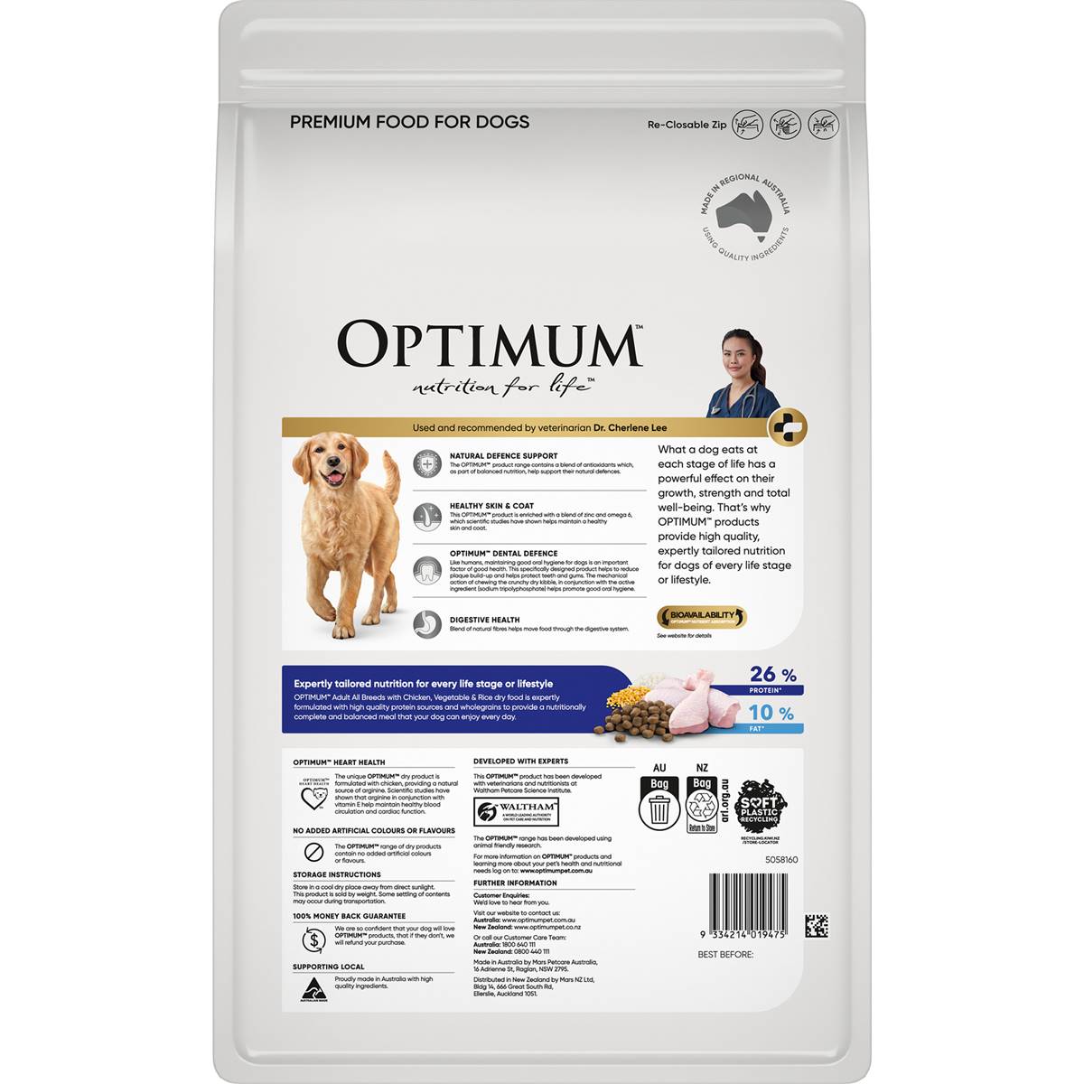 Optimum Adult All Breed Dry Dog Food Chicken, Vegetables & Rice 3kg ...