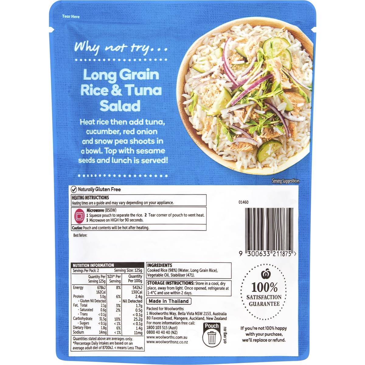 Woolworths Select Microwave Long Grain White Rice 250g Woolworths Select Microwave Long Grain White Rice Image Back