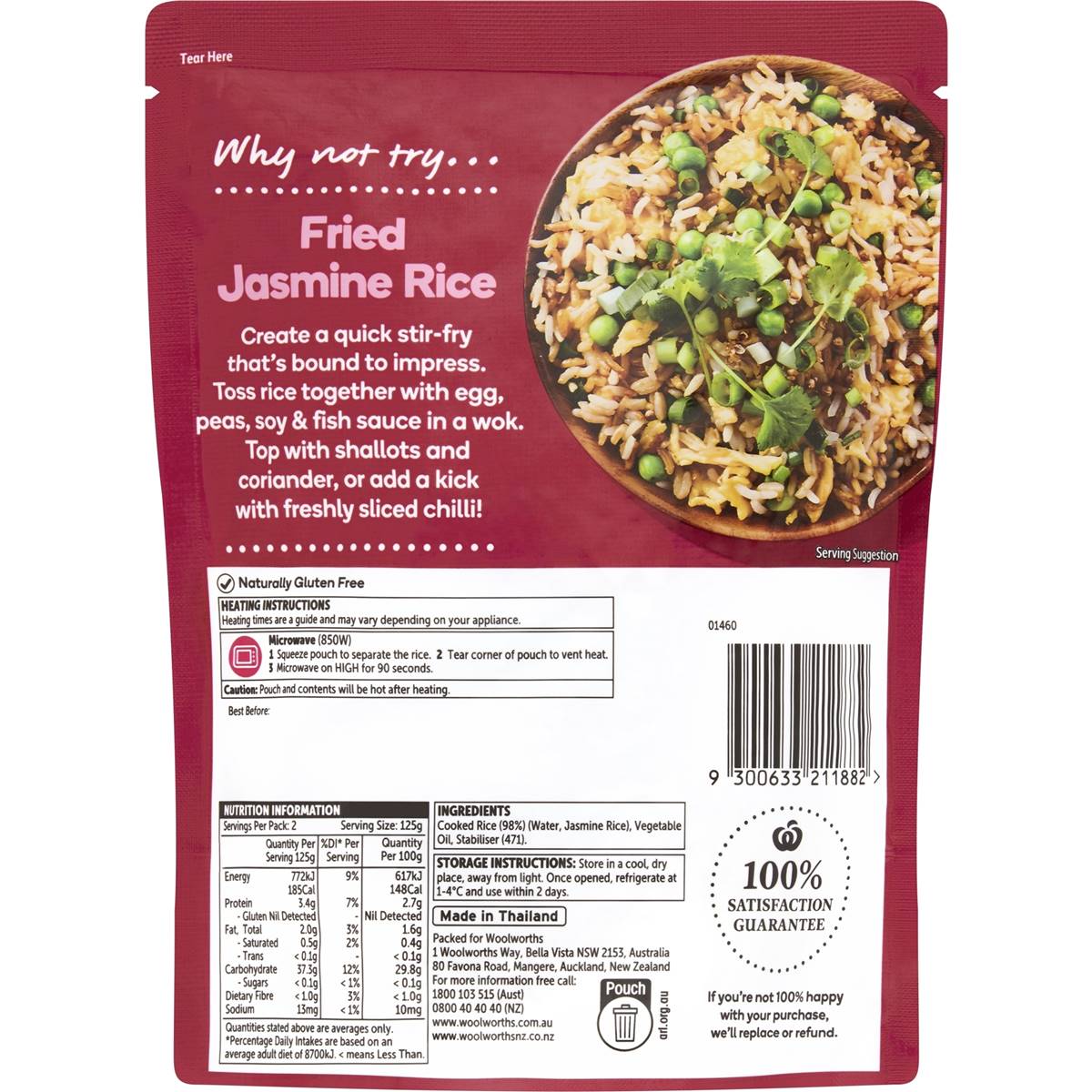 Woolworths Microwave Jasmine Rice 250g Woolworths