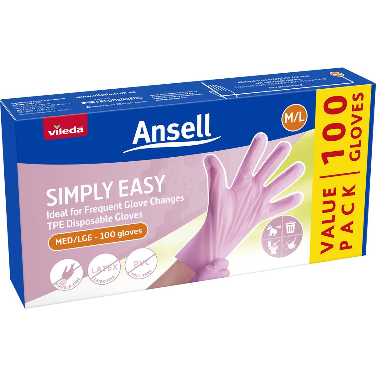 Ansell Disposable Gloves Medium/large 100 Pack Woolworths