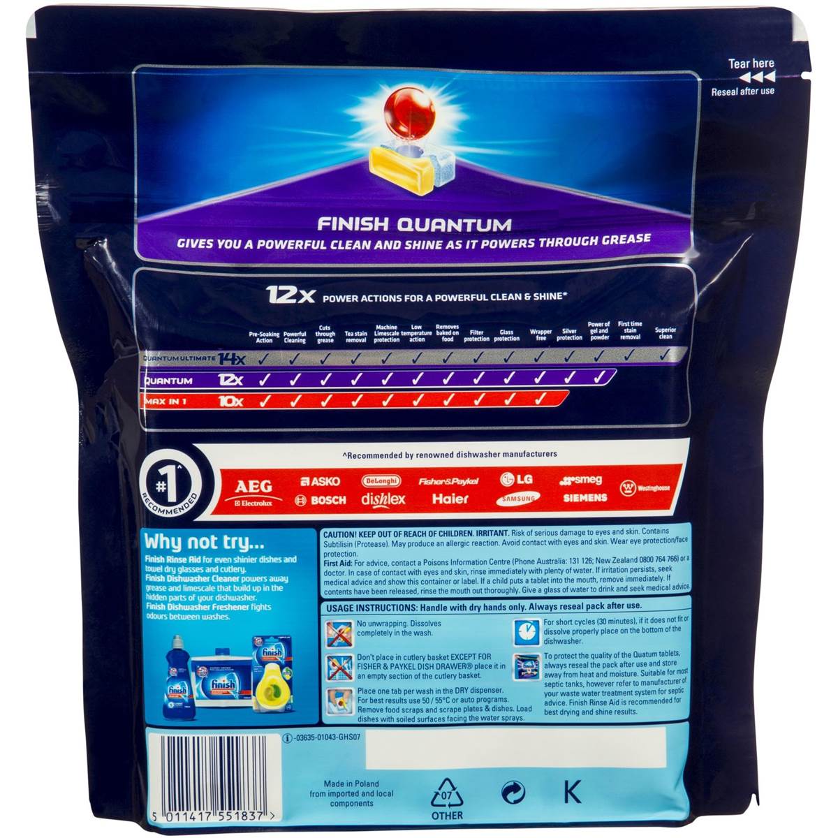 Finish Quantum Tablets Lemon Sparkle 40 Pack Woolworths