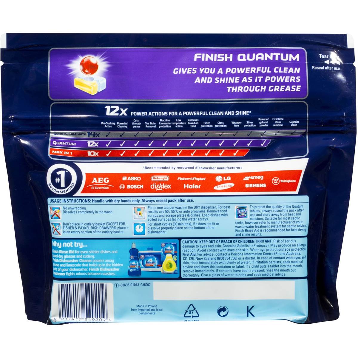 Finish Powerball Quantum Tablets Lemon Sparkle 20 Pack Woolworths