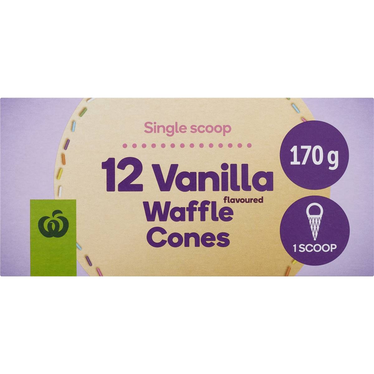 Woolworths Vanilla Flavoured Waffle Cones 12 Pack Woolworths