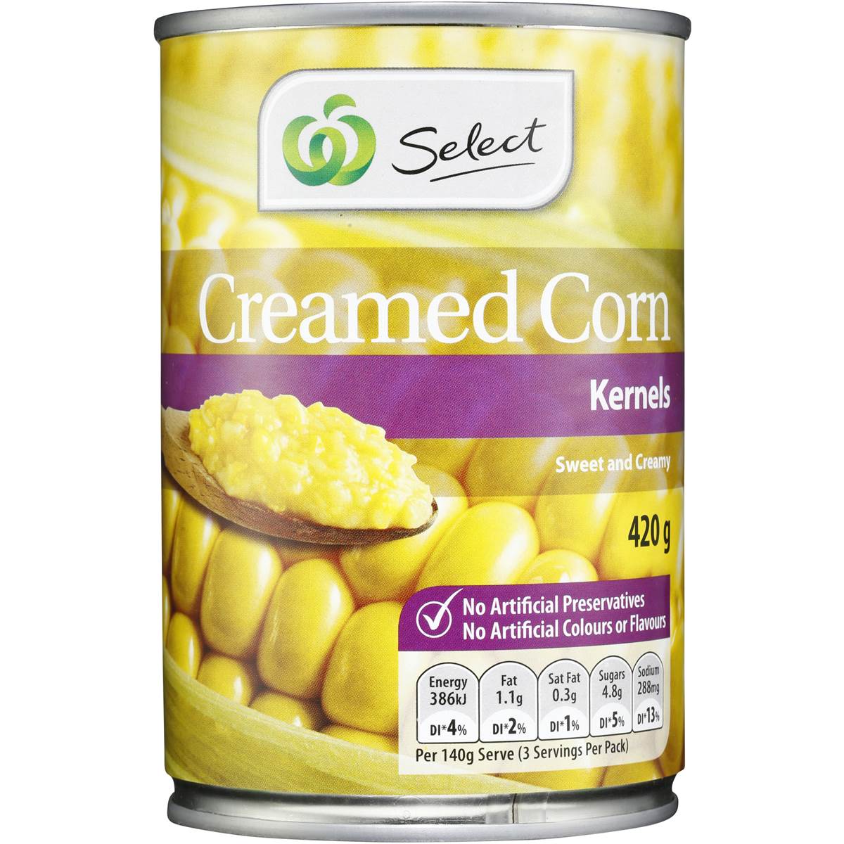 Select Corn Creamed 420g Woolworths