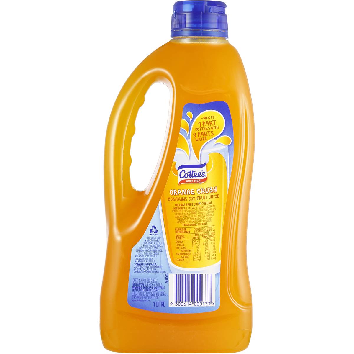 Cottee's Cordial Orange 1l Woolworths